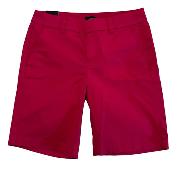 J. Crew 9” high-rise flat front long Bermuda shorts in pink women’s 0 modest - Picture 3 of 12